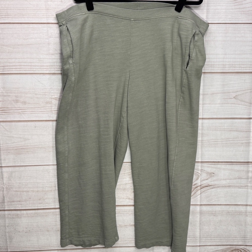 Pure Jill Sweatpants Womens L Green Excellent Organic Cotton Crop Wide Leg